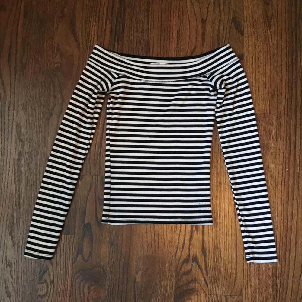 Hollister Black & White Striped Sweater Top